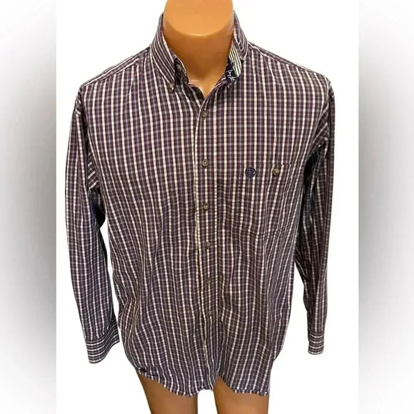 Wrangler George Strait Cowboy Cut Collection Plaid Button-up Purple Med See Note - Picture 1 of 10